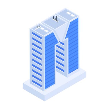 Modern Kurumsal Bina Isometric Simgesi