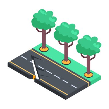 izometrik bozuk yol vektörü çizimi