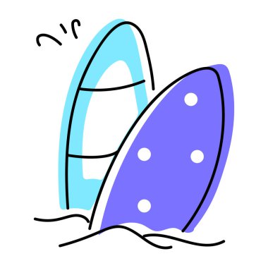 Sörf simgesinin vektör illüstrasyonu