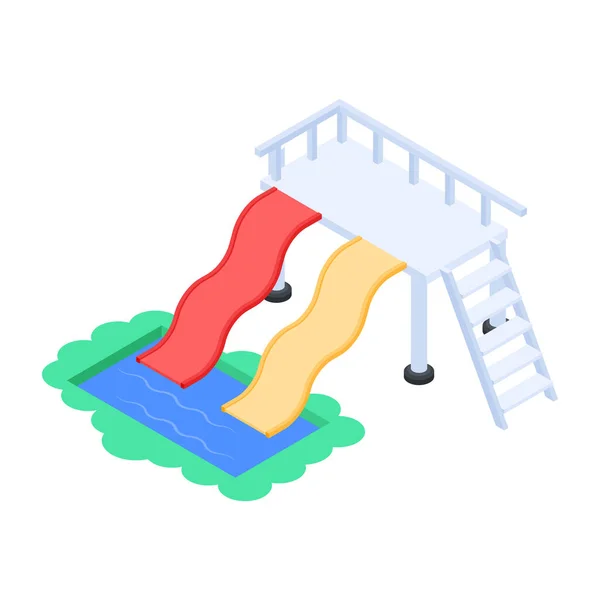 Water Slide Isometric Icon Vector Illustration — Stock Vector