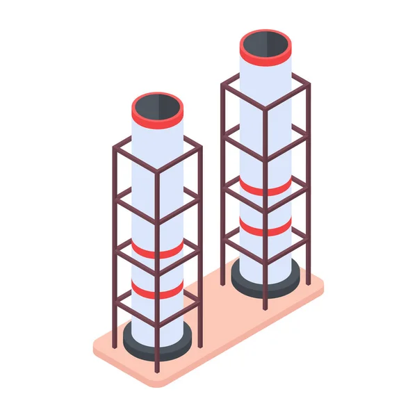Isometric Icon Oil Refinery — Stock Vector