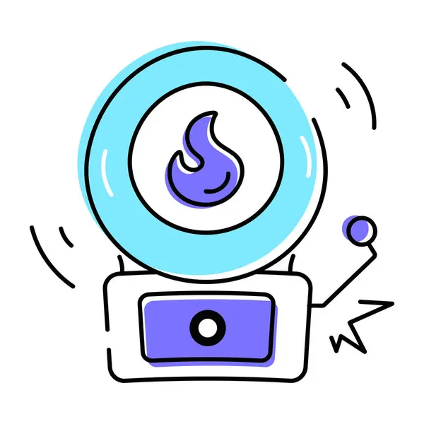 Trendy Doodle Icon Fire Alarm — Stock Vector