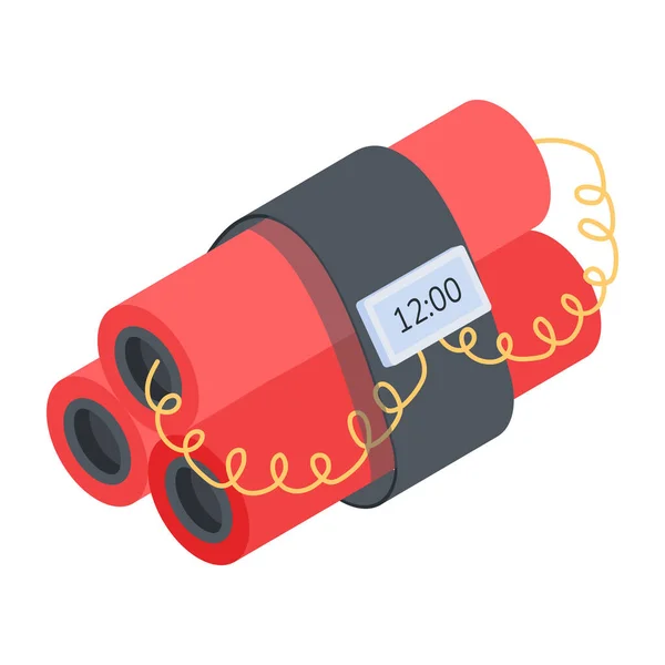 Kırmızı Dinamit Bombası Izole Edilmiş Simge — Stok Vektör