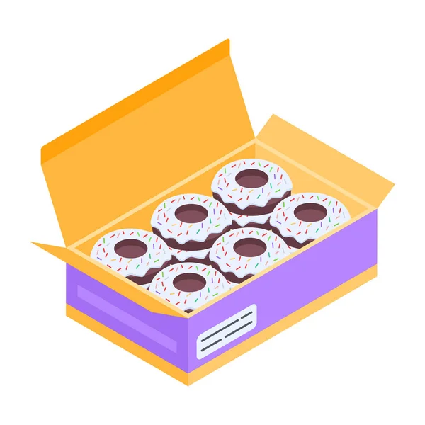 Schokoladenmuffins Schachtel Isometrisches Symbol Vektor Illustration — Stockvektor