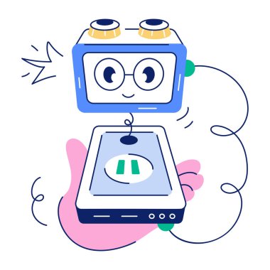 Beyaz arkaplanda akıllı telefon asistanının vektör çizimi