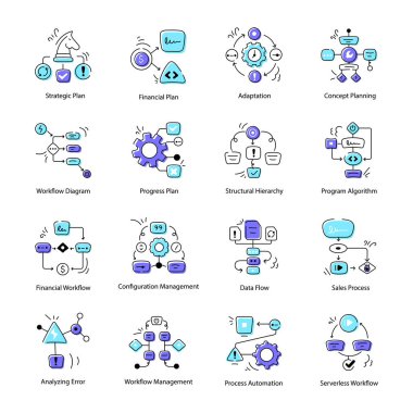 Kodlama simgesi programlanıyor. Yazılım geliştirme simgesi koleksiyonu