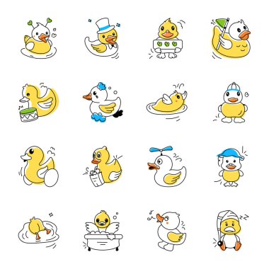 Ördek simgeleri vektör resimleme arkaplanı 