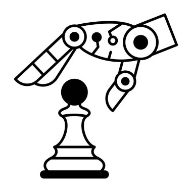 robotik el ve satranç ikonu vektör resimleme arkaplanı  