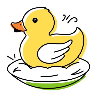 Beyaz arka planda şirin ördek çizgi filmi