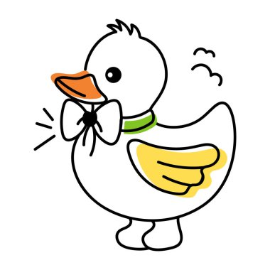 Beyaz arkaplanda yay içinde şirin bir karalama simgesi