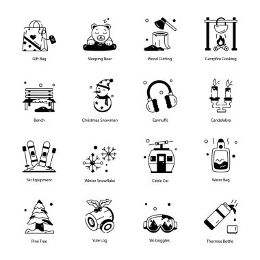 Noel vektör simgeleri görünümü kümesi