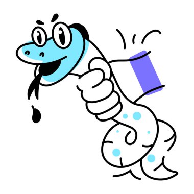 Sevimli komik yılan vektör karikatürü. Beyaz arkaplanda izole edilmiş sürüngen