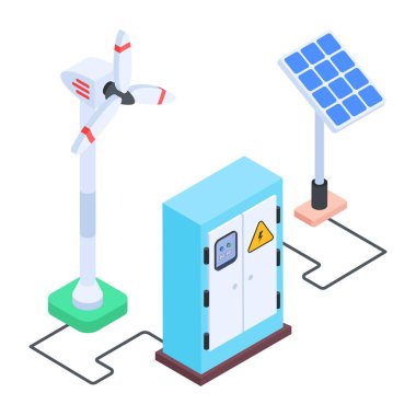 Düz Çevre Gücü Isometric Simgesi