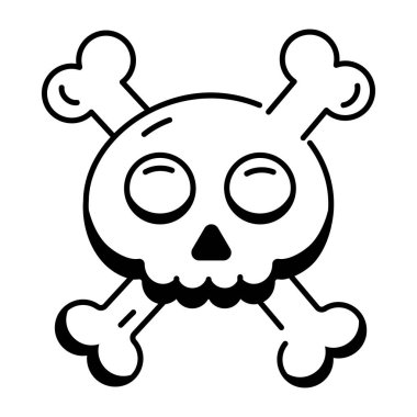 izole kafatası simgesi, vektör illüstrasyonu