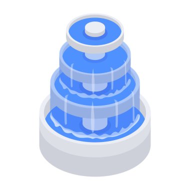 Beton çeşme simgesi, beyaz arkaplanda vektör illüstrasyonu