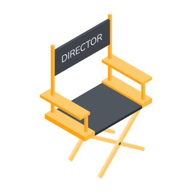 Film simgesi için sandalye, beyaz arkaplanda vektör illüstrasyonu