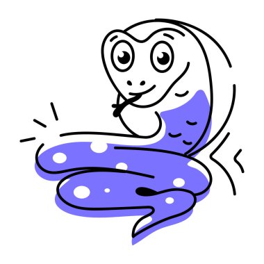 Sevimli komik yılan vektör karikatürü. Beyaz arkaplanda izole edilmiş sürüngen