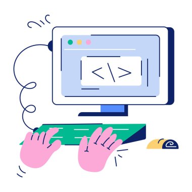 Web Programlama Doodle Mini İllüstrasyonu