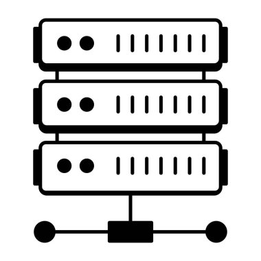Beyaz arkaplanda veri depolama simgesi izole edildi, vektör illüstrasyonu 