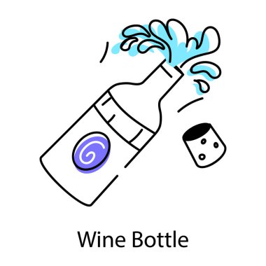 bir şişe şarap ve mantar açtı, vektör illüstrasyon