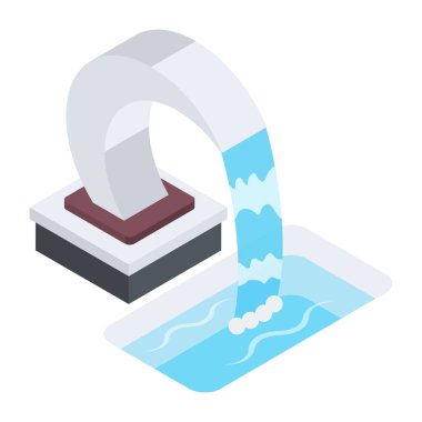 Beton çeşme simgesi, beyaz arkaplanda vektör illüstrasyonu