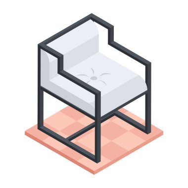 Beyaz arkaplanda izole edilmiş web tasarımı için Isometric koltuk vektör simgesi