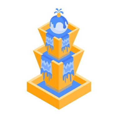 Beton çeşme simgesi, beyaz arkaplanda vektör illüstrasyonu