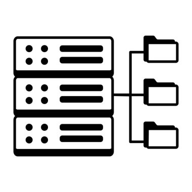 Beyaz arkaplanda veri depolama simgesi izole edildi, vektör illüstrasyonu 