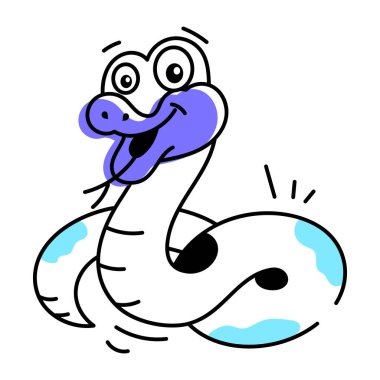 Sevimli komik yılan vektör karikatürü. Beyaz arkaplanda izole edilmiş sürüngen