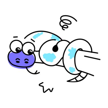 Sevimli komik yılan vektör karikatürü. Beyaz arkaplanda izole edilmiş sürüngen