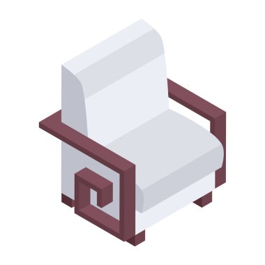 Beyaz arkaplanda izole edilmiş web tasarımı için Isometric koltuk vektör simgesi