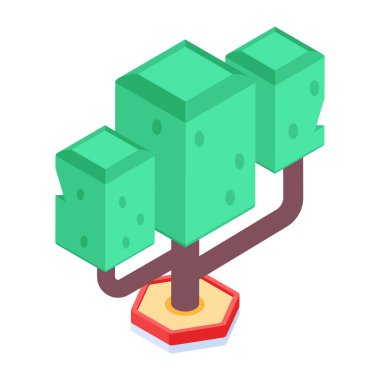 Beyaz arkaplanda Isometric Ağaç Simgesi izole edildi. Vektör illüstrasyonu
