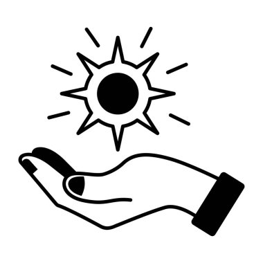 El ele tutuşan güneş çizgisi simgesi