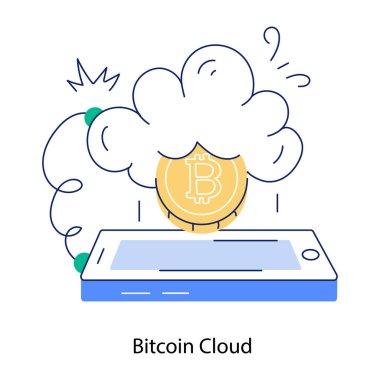 Bulut madenciliği renk ikonu taşıyıcısı. Bulut madenciliği işareti. izole edilmiş sembol çizimi