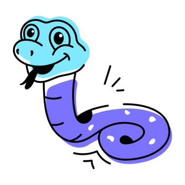 Sevimli komik yılan vektör karikatürü. Beyaz arkaplanda izole edilmiş sürüngen