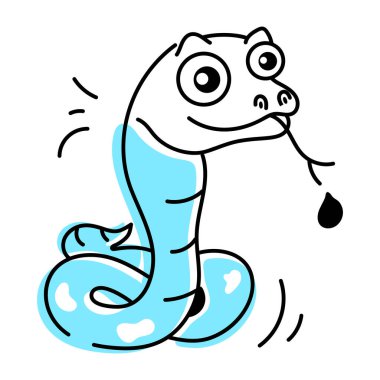 Sevimli komik yılan vektör karikatürü. Beyaz arkaplanda izole edilmiş sürüngen