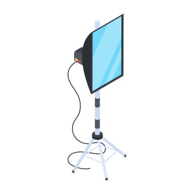 Beyaz arkaplanda izole edilmiş web tasarımı için Isometric stüdyo softbox light vektör simgesi