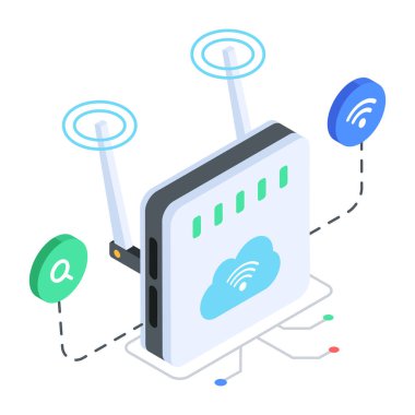 İnternet Teknolojisi Düz Isometric Simgesi