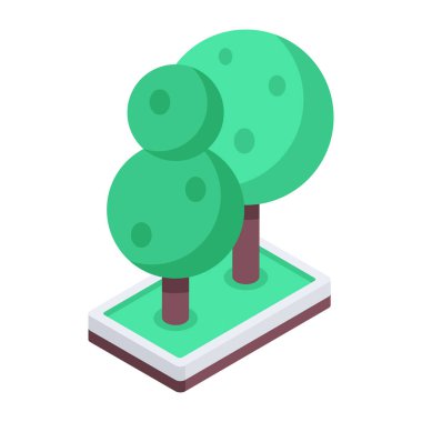 Beyaz arkaplanda Isometric Ağaç Simgesi izole edildi. Vektör illüstrasyonu