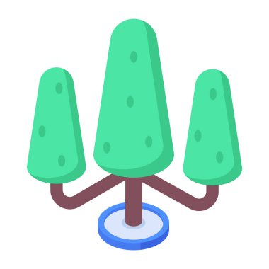 Beyaz arkaplanda Isometric Ağaç Simgesi izole edildi. Vektör illüstrasyonu