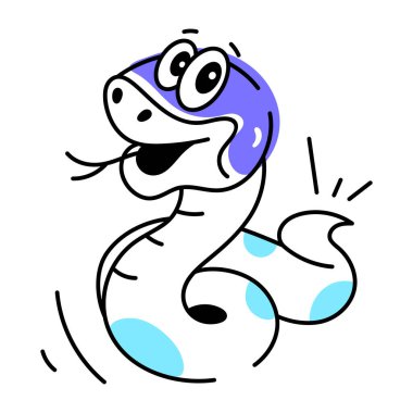 Sevimli komik yılan vektör karikatürü. Beyaz arkaplanda izole edilmiş sürüngen