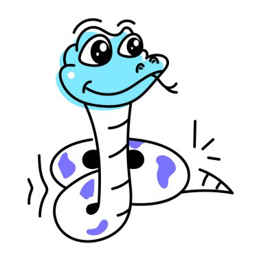 Sevimli komik yılan vektör karikatürü. Beyaz arkaplanda izole edilmiş sürüngen