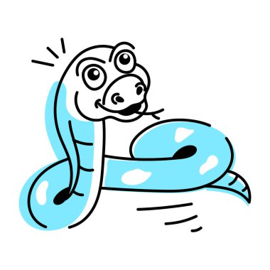 Sevimli komik yılan vektör karikatürü. Beyaz arkaplanda izole edilmiş sürüngen