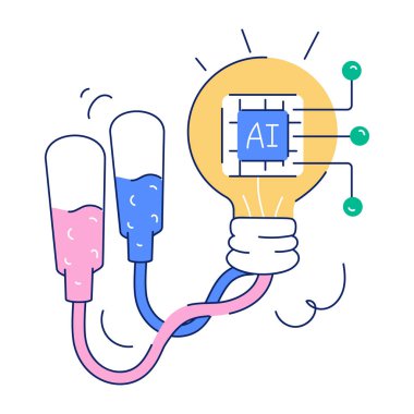 Yapay Zeka İnovasyonları El Çizimi İllüstrasyonu