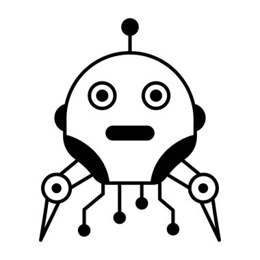 Robot simgesi, beyaz arkaplanda vektör çizimi