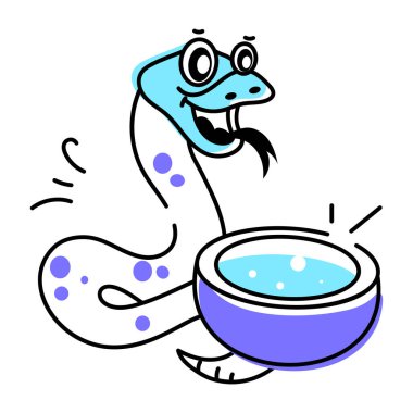 Sevimli komik yılan vektör karikatürü. Beyaz arkaplanda izole edilmiş sürüngen