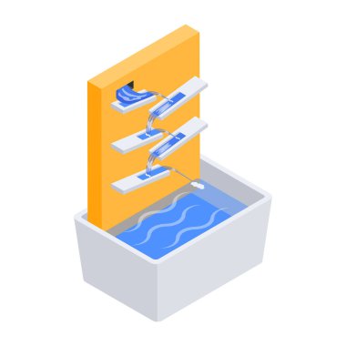 Beton çeşme simgesi, beyaz arkaplanda vektör illüstrasyonu