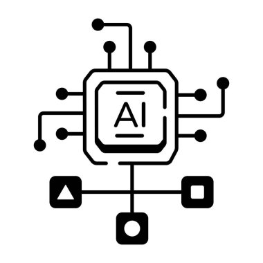 Yapay zeka simgesi, beyaz arkaplanda vektör illüstrasyonu