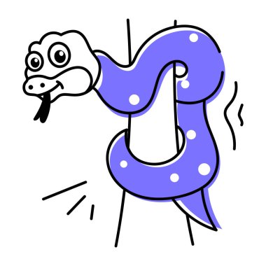 Sevimli komik yılan vektör karikatürü. Beyaz arkaplanda izole edilmiş sürüngen