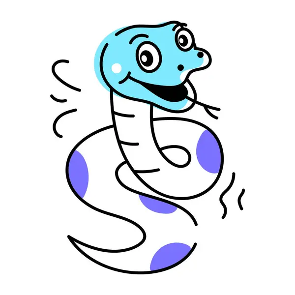 有趣的蛇矢量漫画 在白色背景上隔离的爬行动物 — 图库矢量图片